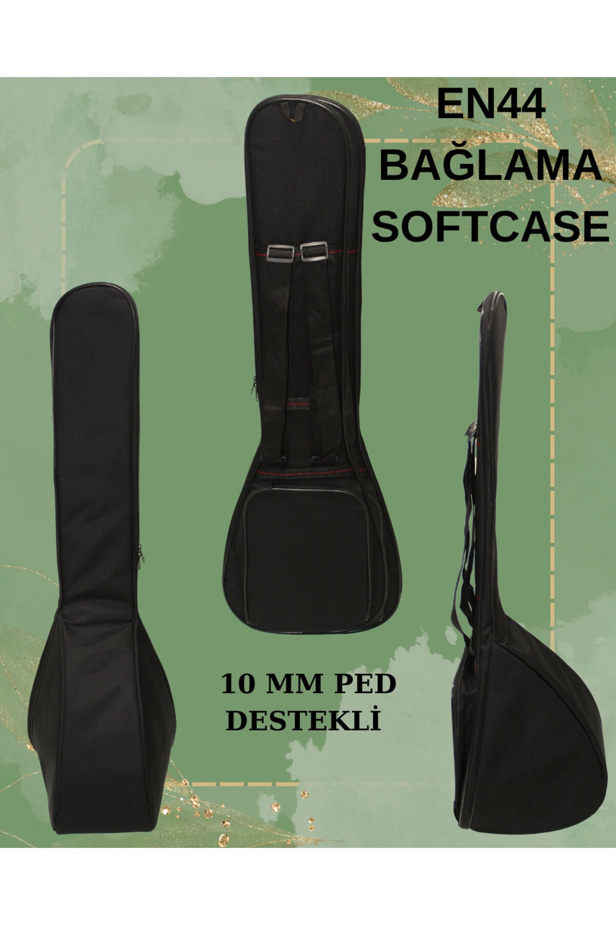 UZUN SAP BAĞLAMA SAZ KILIFI SOFTCASE TAŞIMA ÇANTASI SİYAH. 39- 42 UZUN SAPLAR İÇİN UYGUNDUR