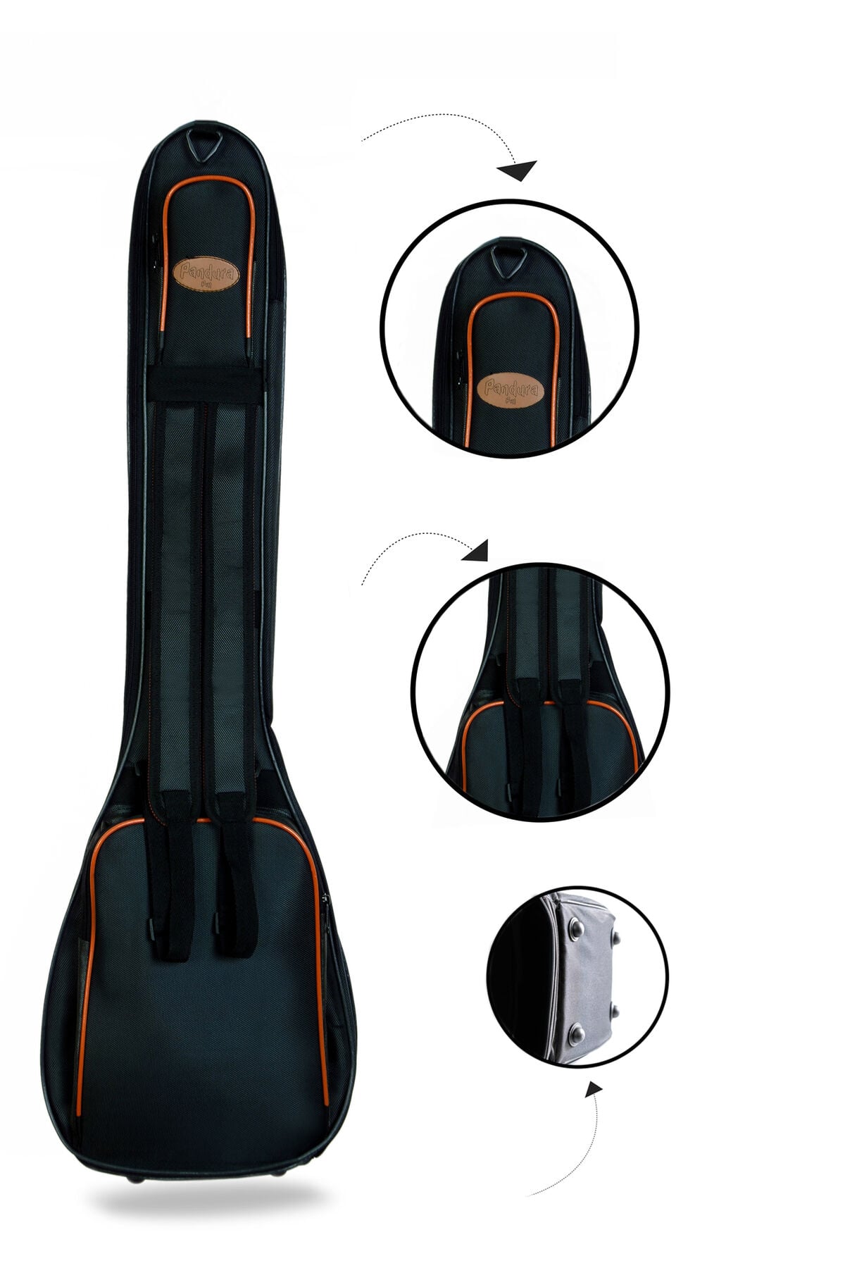 Profesyonel Su Geçirmez 20 Mm Pedli Gigbag Uzun Bağlama Saz Kılıfı Siyah
